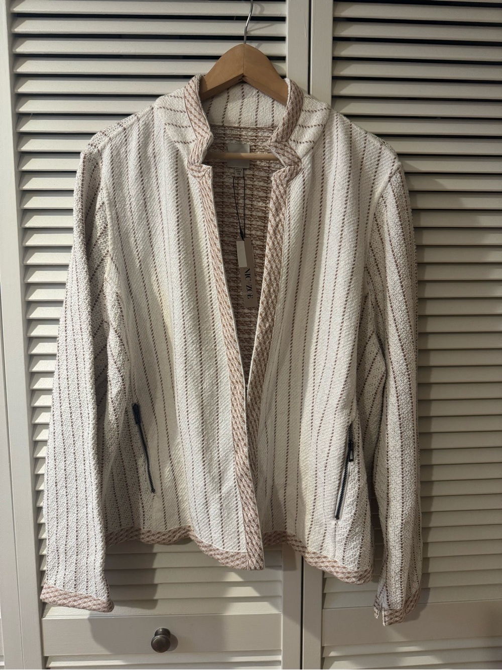 NIC+ZOE Cream Jacket with Tan Trim
